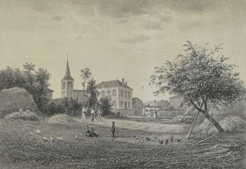 Lentigny en 1881, lithographie de Noirot